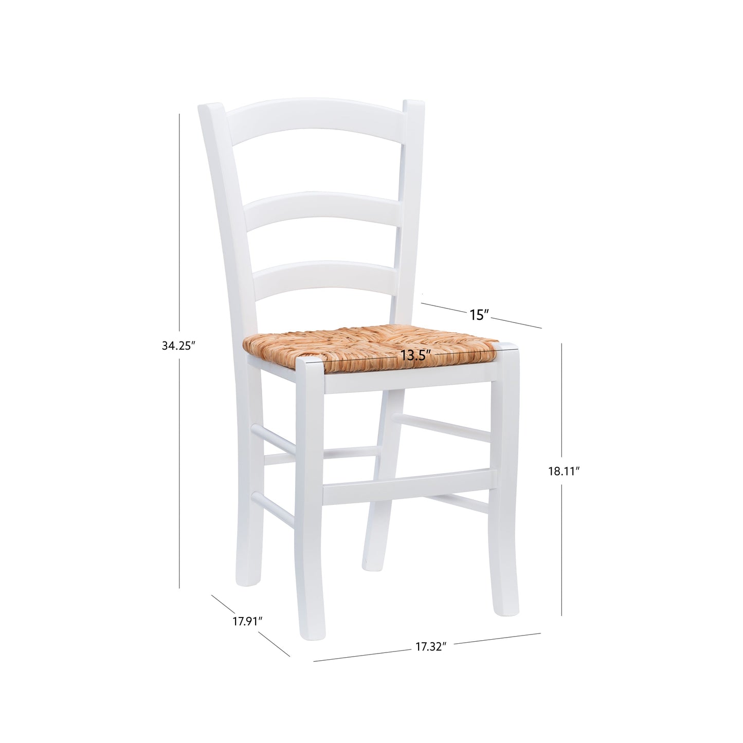 Chaise de salle à manger Venezia White Rush Seat (lot de 2)