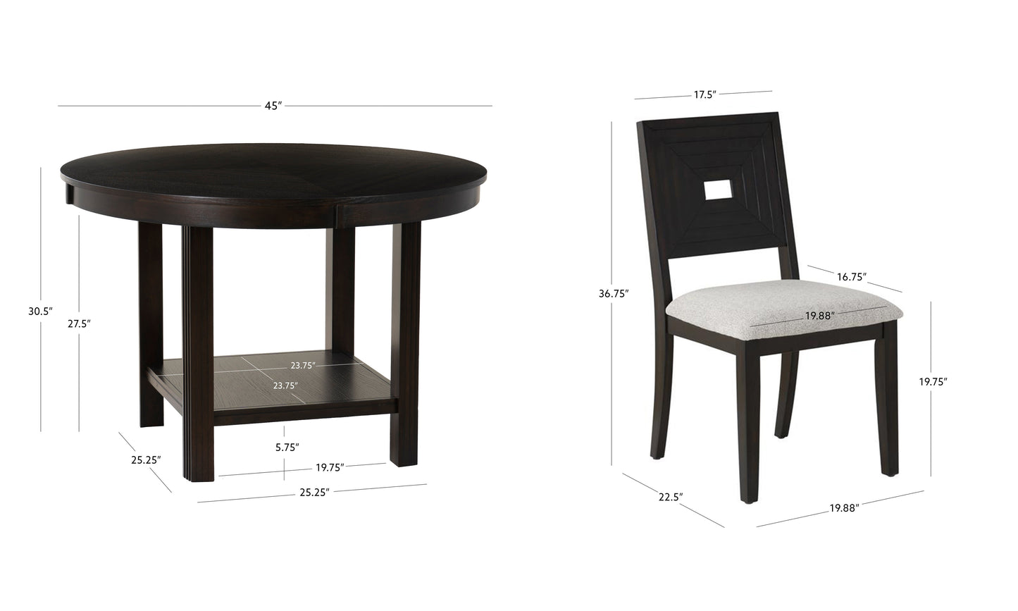 Ensemble de salle à manger noir Ingram 5 pièces