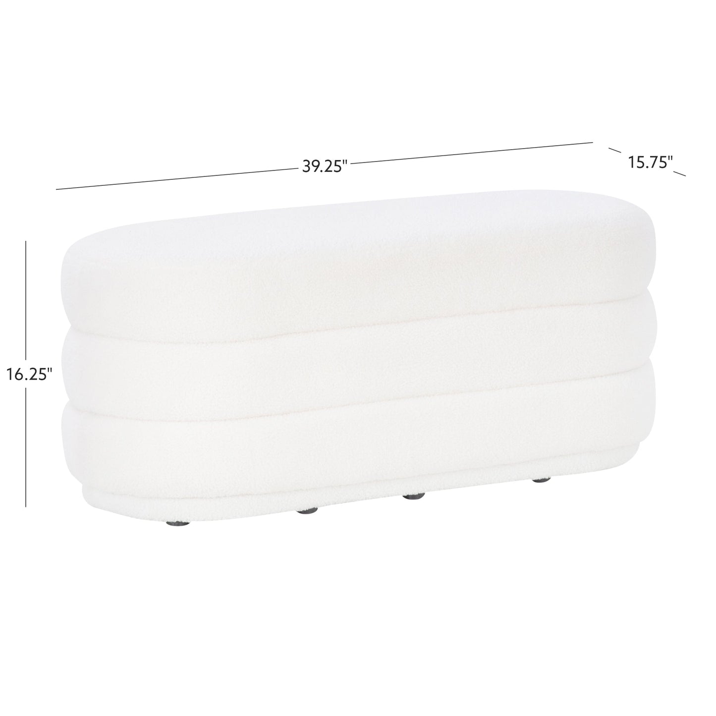 Pouf oblong Lisa White Sherpa