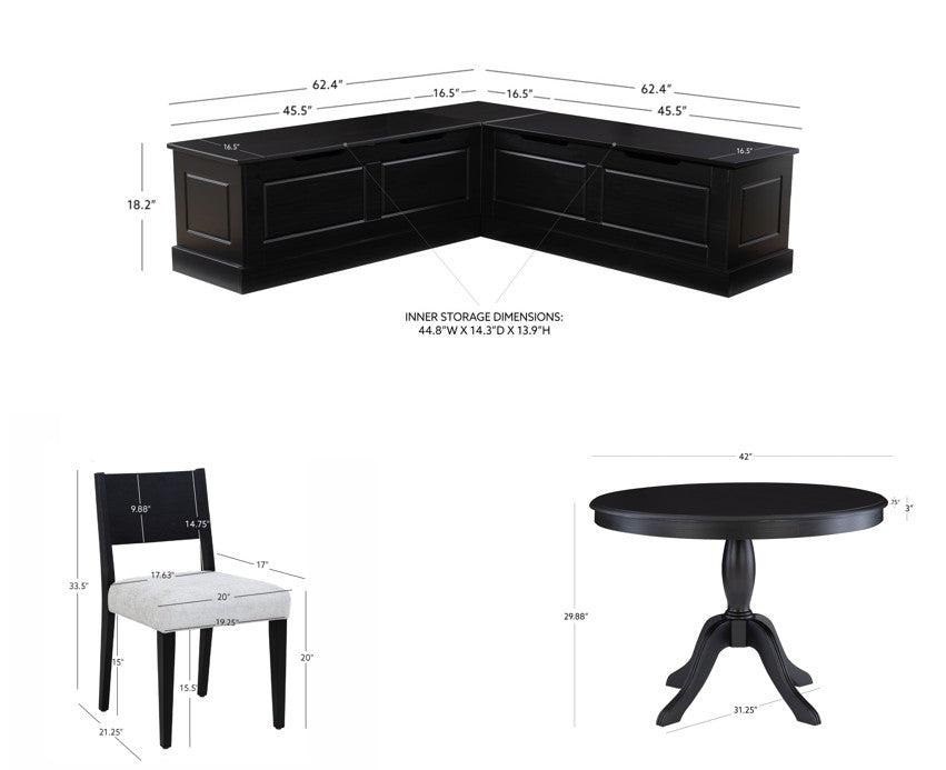 Ensemble de coin repas rembourré Norah 4 pièces