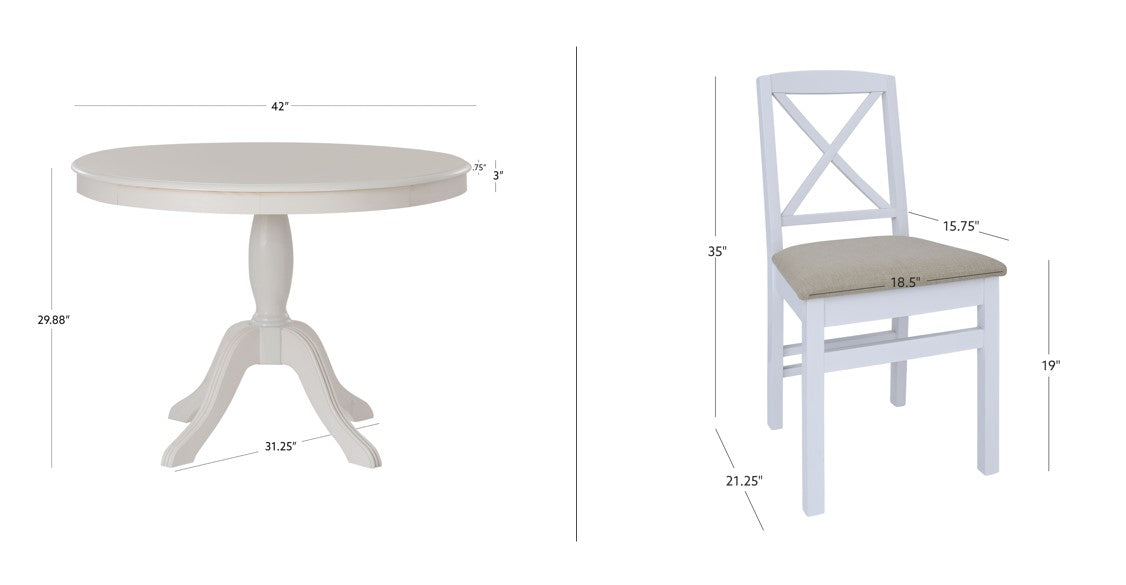 Piédestal blanc Norah avec 4 chaises Torino blanches