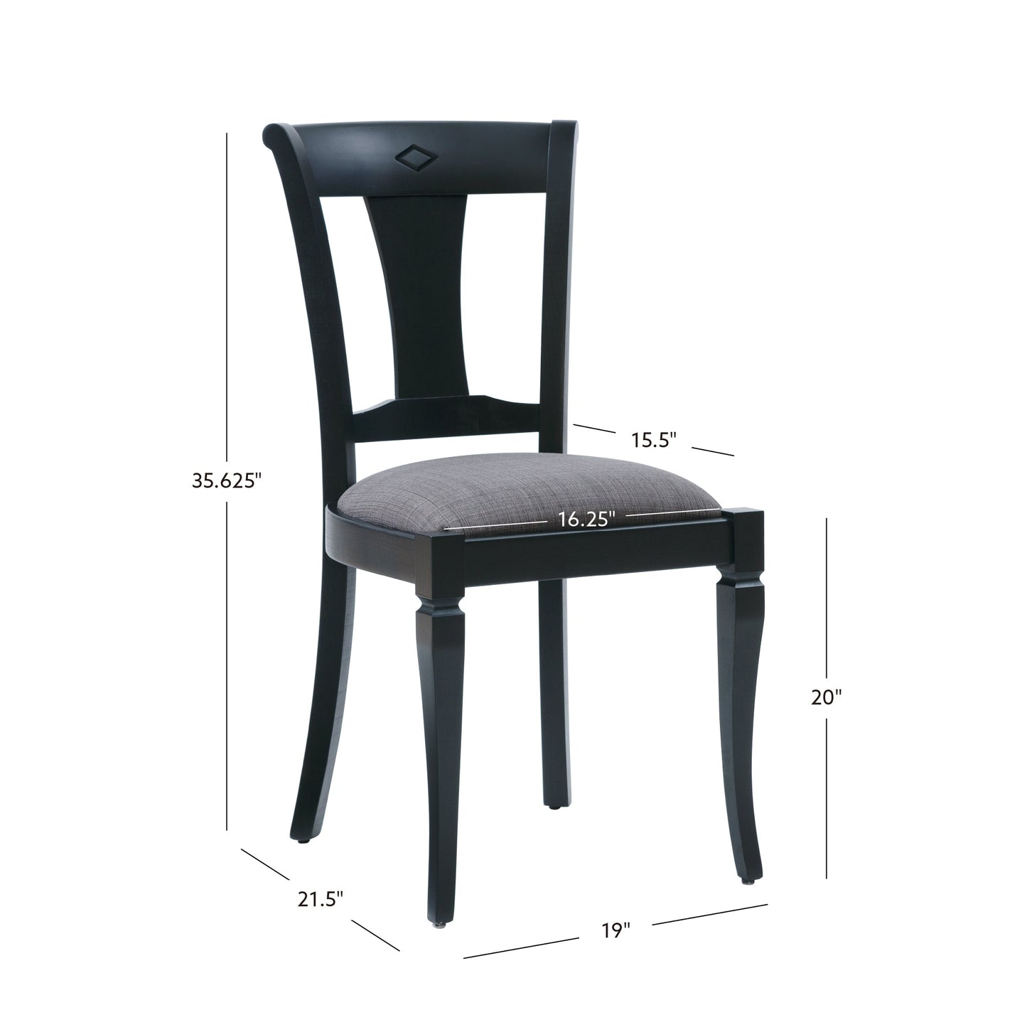 Siège rembourré de chaise Roma noire (lot de 2)