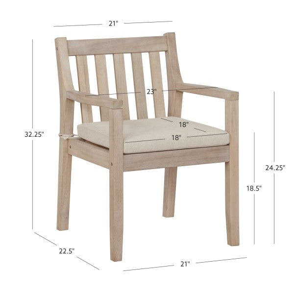 Chaises de salle à manger d'extérieur Svana Natural avec accoudoirs (lot de 2)