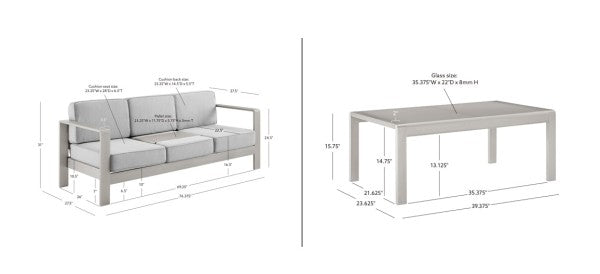 Ensemble de jardin Key Largo 3 places 2 pièces