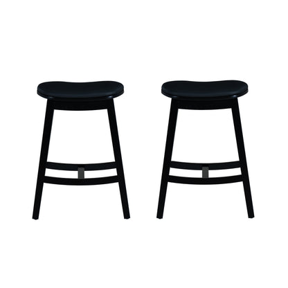 Tabourets de bar Cappy sans dossier avec coussin en similicuir (lot de 2)