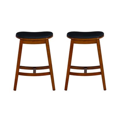 Tabourets de bar Cappy sans dossier avec coussin en similicuir (lot de 2)