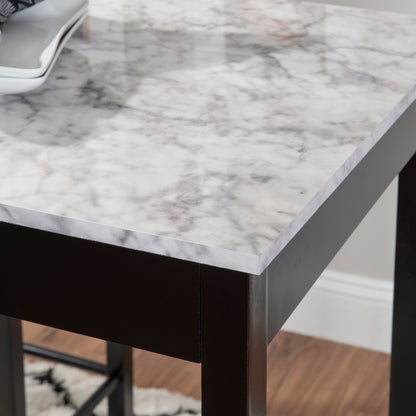 Ensemble de taverne Lance noir avec plateau en faux marbre