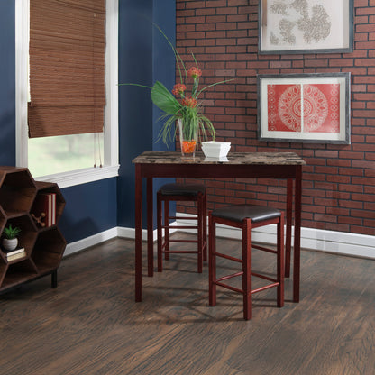 Ensemble de taverne Lance noir avec plateau en faux marbre