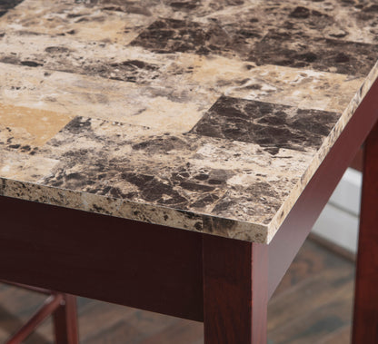 Ensemble de taverne Lance noir avec plateau en faux marbre