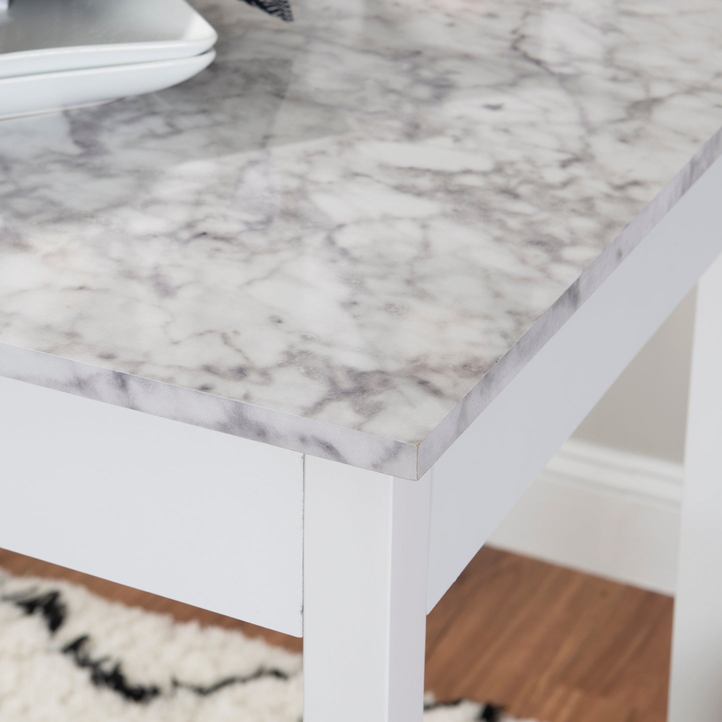 Ensemble de taverne Lance noir avec plateau en faux marbre