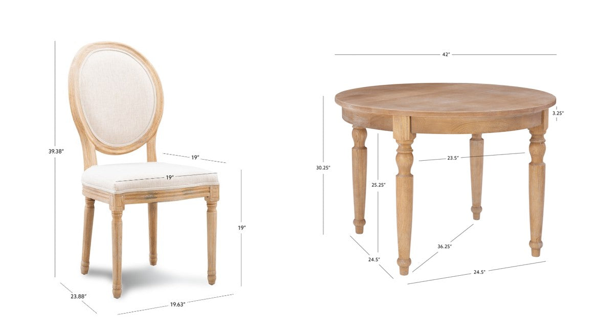Ensemble Shiraz 5 pièces : Table ronde et 4 chaises ovales