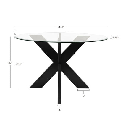 Table de salle à manger Auden noire avec plateau en verre
