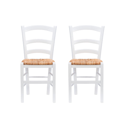 Chaise de salle à manger Venezia White Rush Seat (lot de 2)