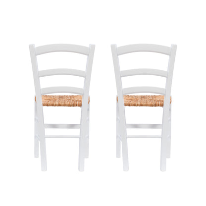 Chaise de salle à manger Venezia White Rush Seat (lot de 2)