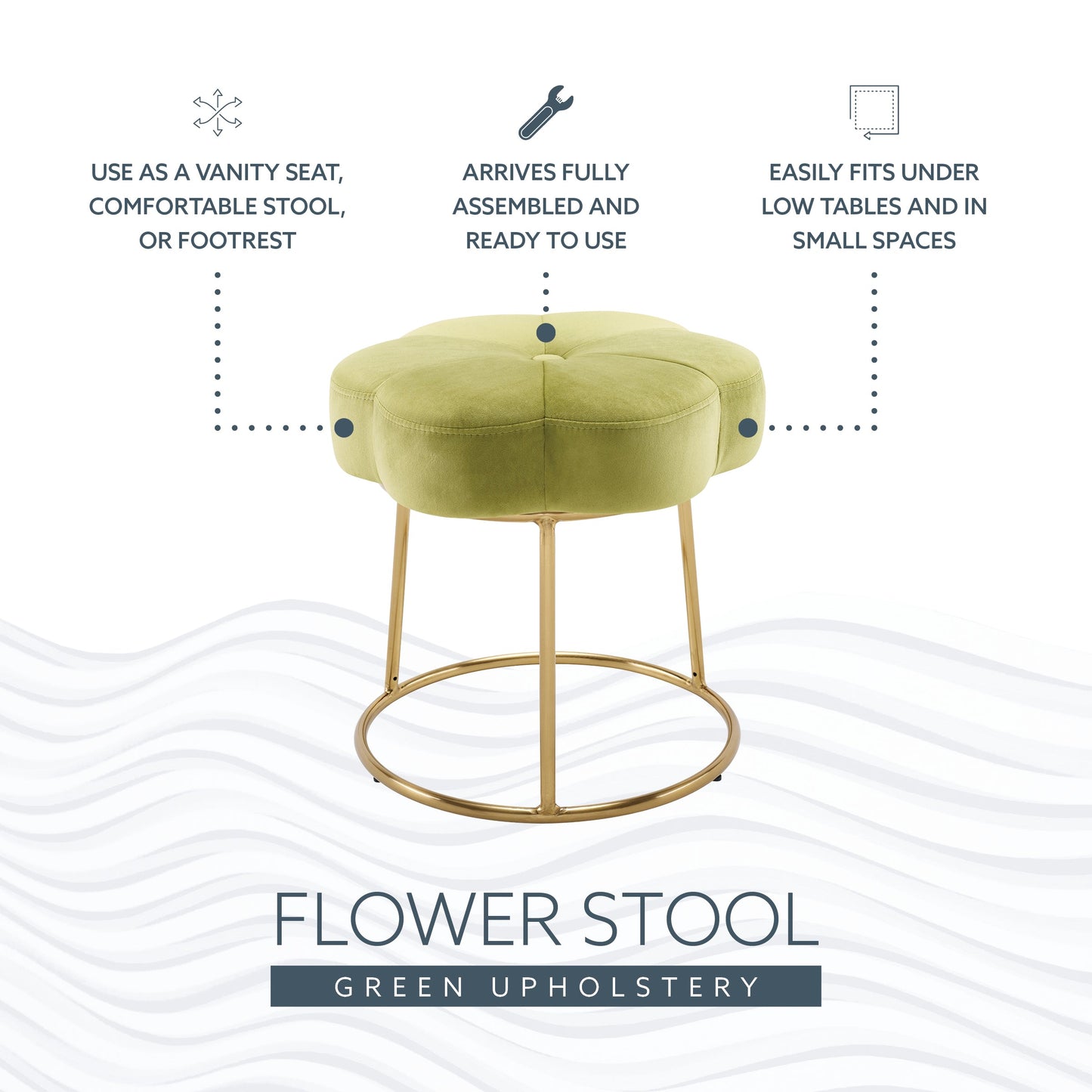 Tabouret de coiffeuse à fleurs