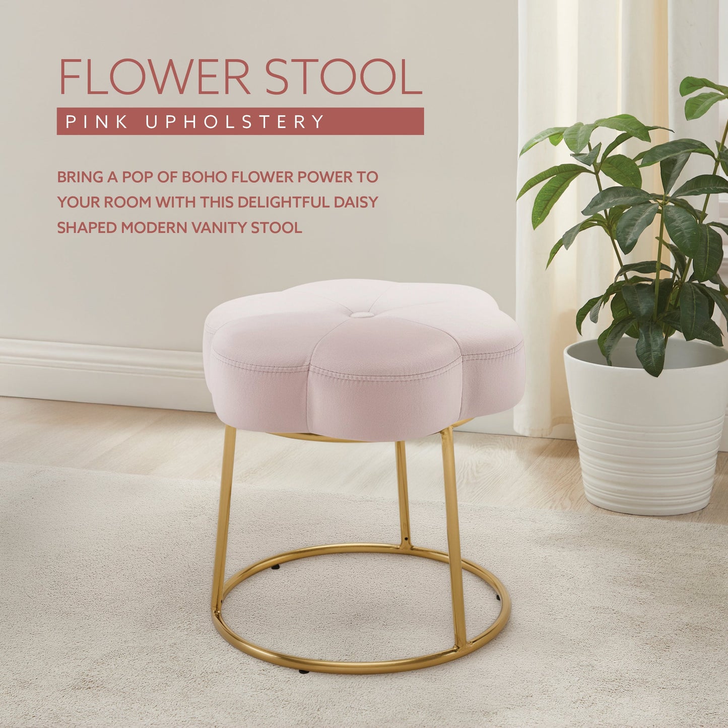 Tabouret de coiffeuse à fleurs