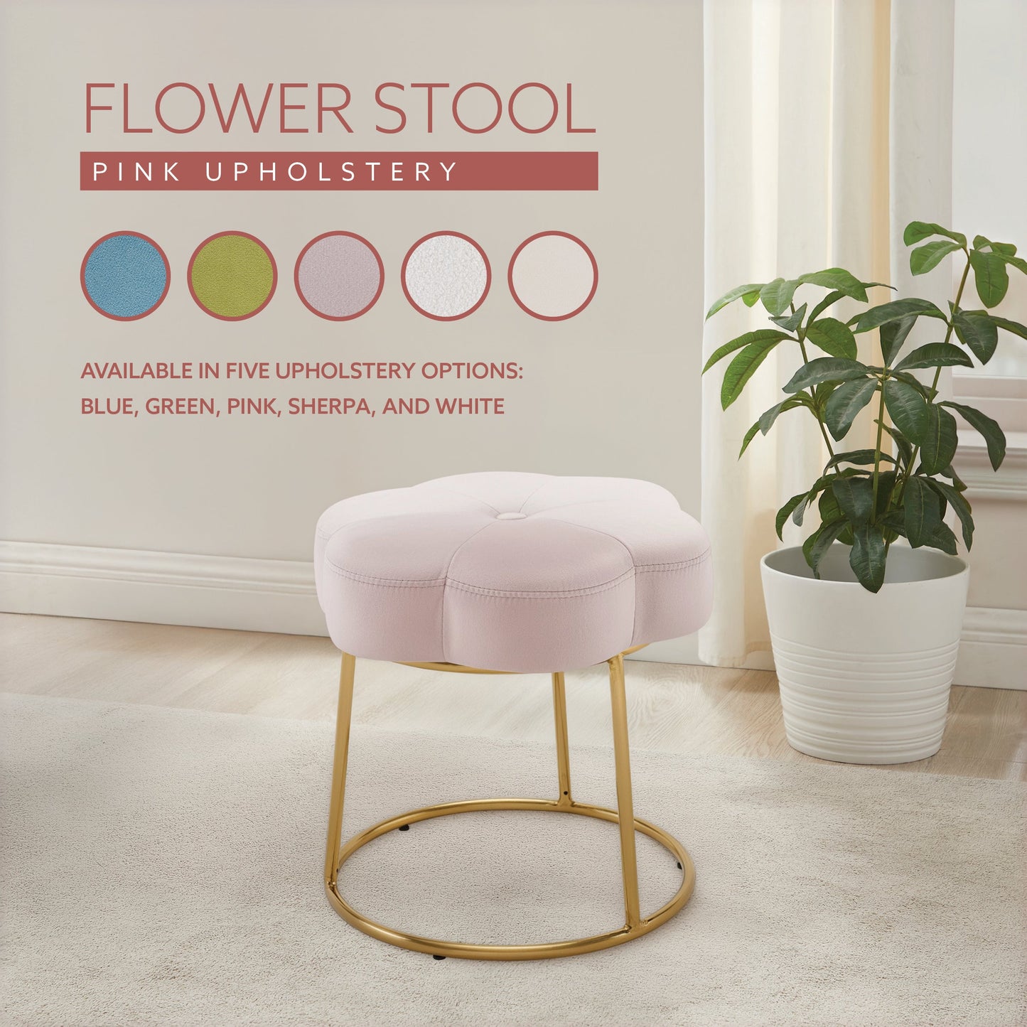 Tabouret de coiffeuse à fleurs