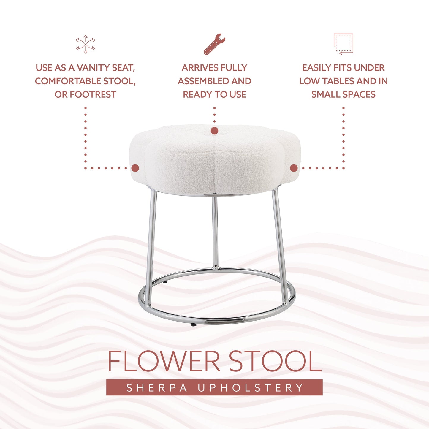 Tabouret de coiffeuse à fleurs