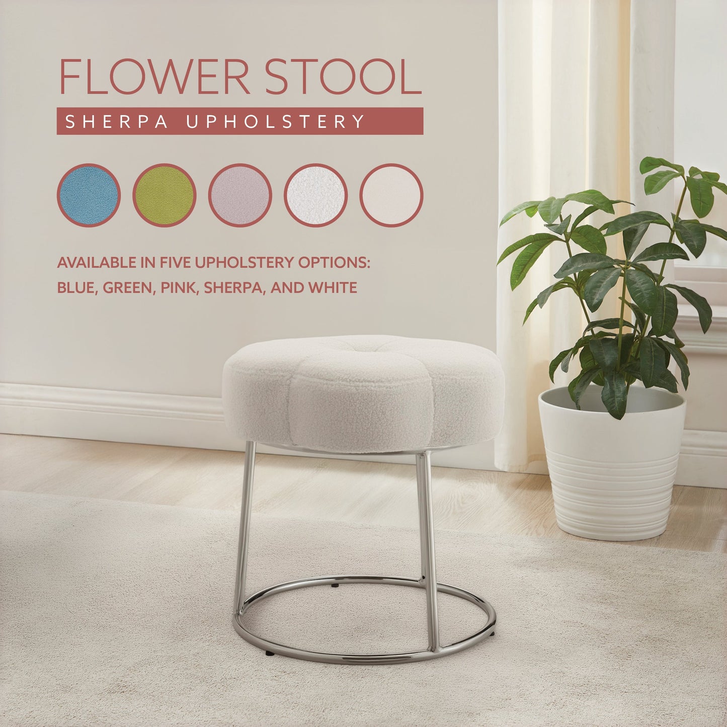 Tabouret de coiffeuse à fleurs