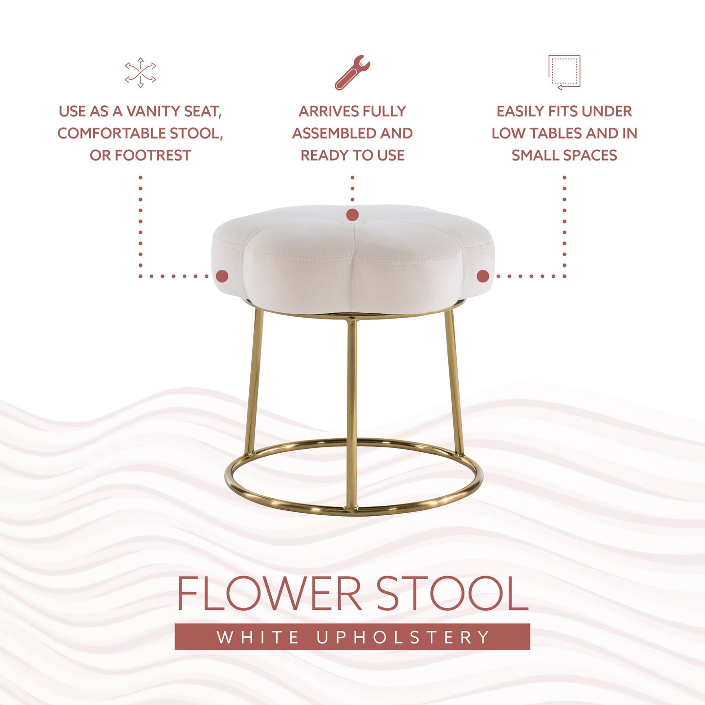 Tabouret de coiffeuse à fleurs