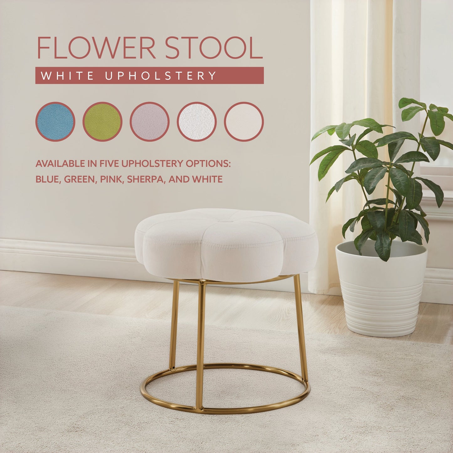 Tabouret de coiffeuse à fleurs