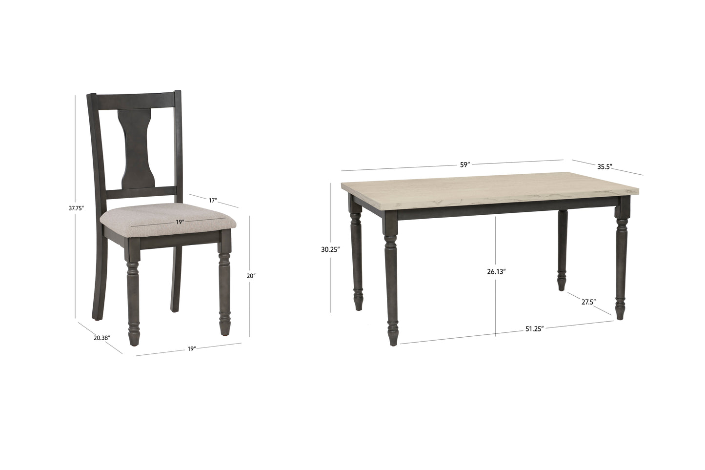 Ensemble de salle à manger Willow 5 ou 6 pièces