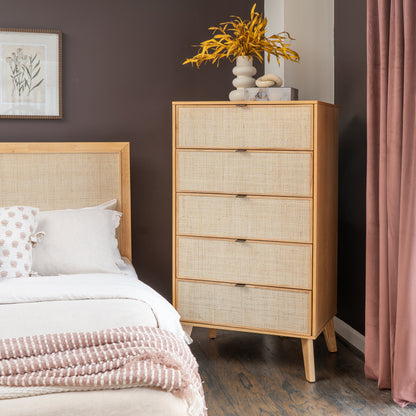 Commode Claudette Cane à 5 tiroirs