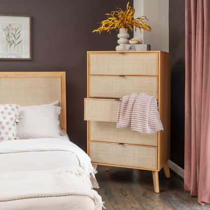 Commode Claudette Cane à 5 tiroirs