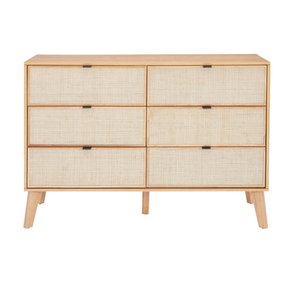 Commode Claudette à 6 tiroirs en rotin