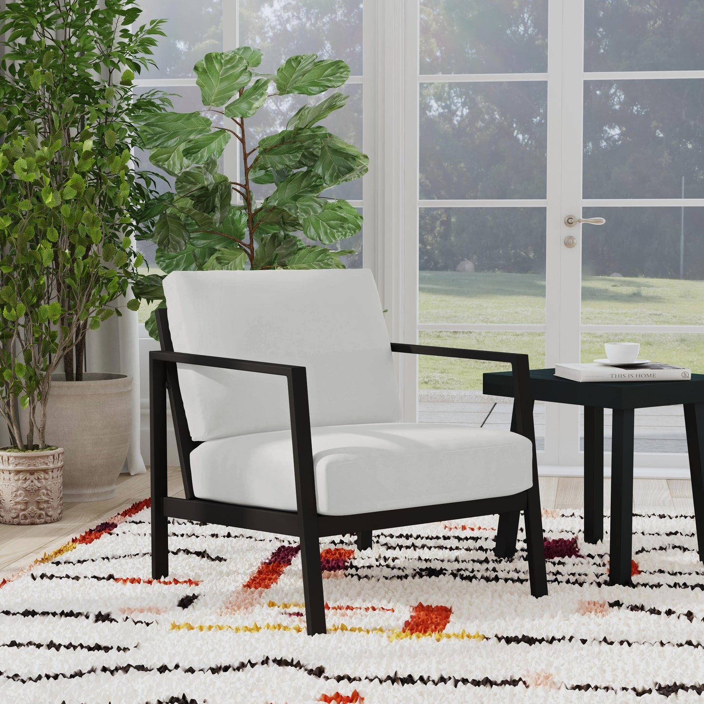 Fauteuil d'extérieur Alora en aluminium noir