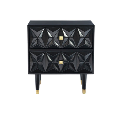 Table de chevet texturée Geo à 2 tiroirs