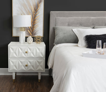 Table de chevet texturée Geo à 2 tiroirs