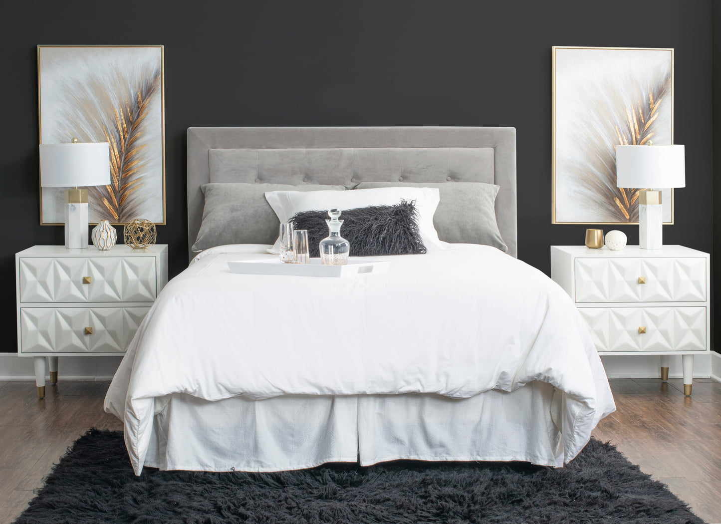 Table de chevet texturée Geo à 2 tiroirs