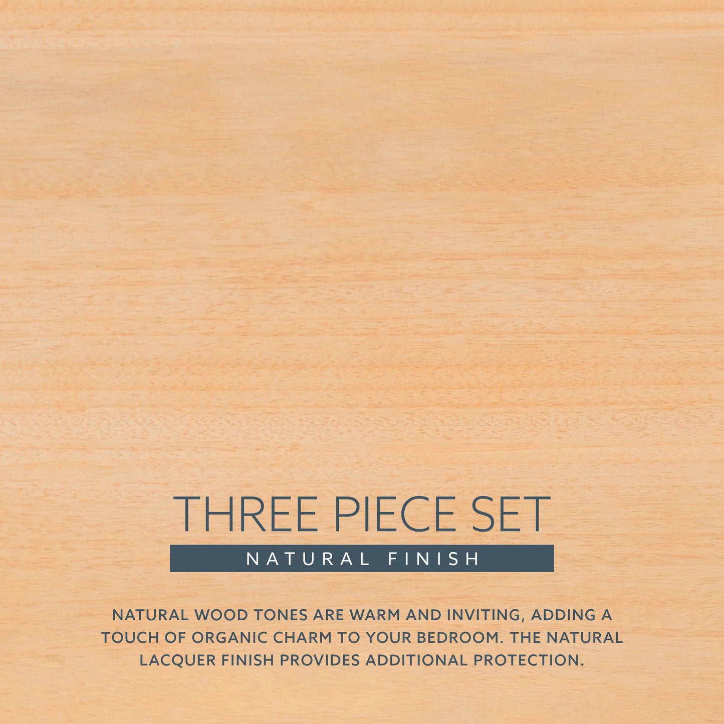 Ensemble de chambre à coucher 3 pièces Hudson Mid Century, naturel, format Queen