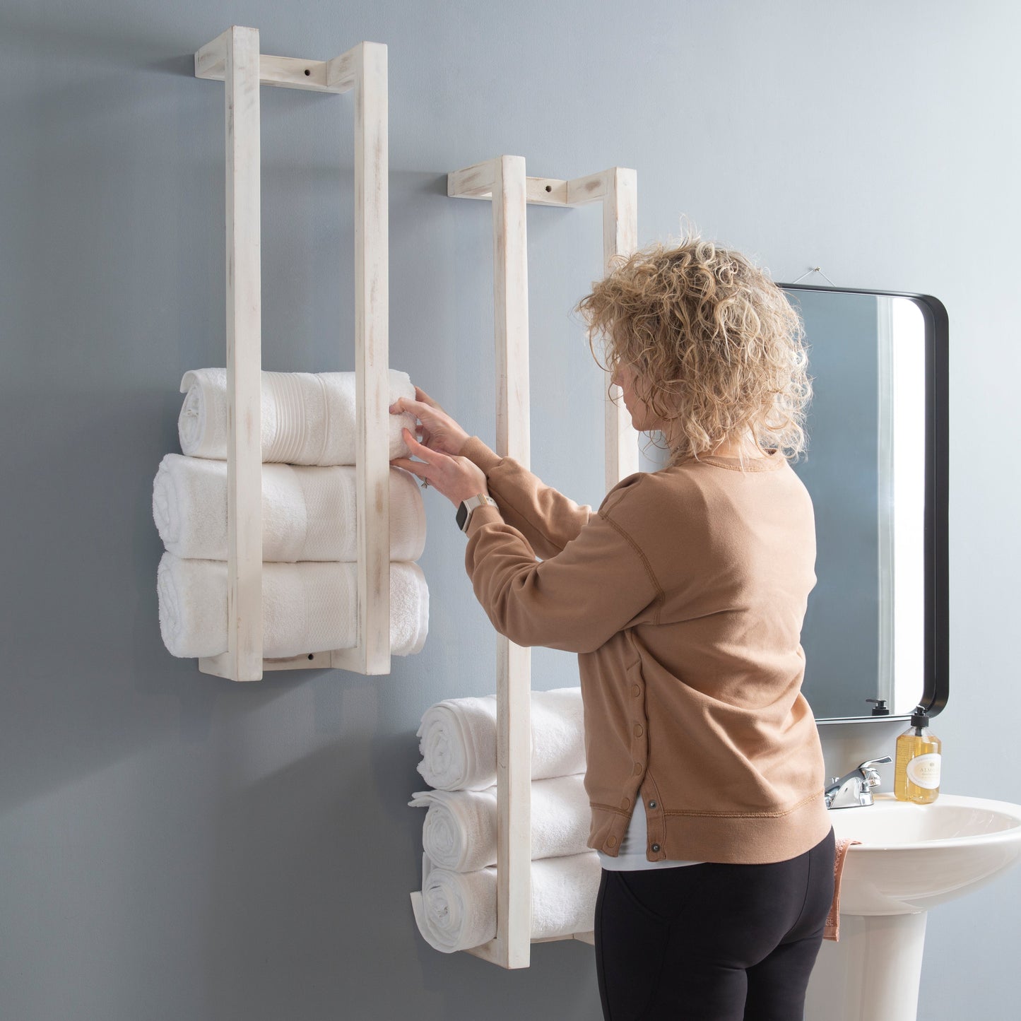 Porte-serviettes en bois blanc Troy (lot de 2)