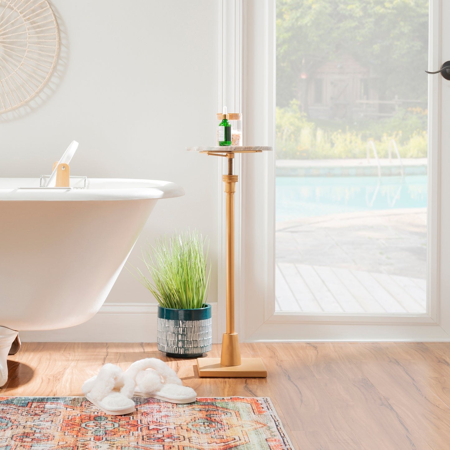 Table à boissons réglable Averi Sandy Marble Gold