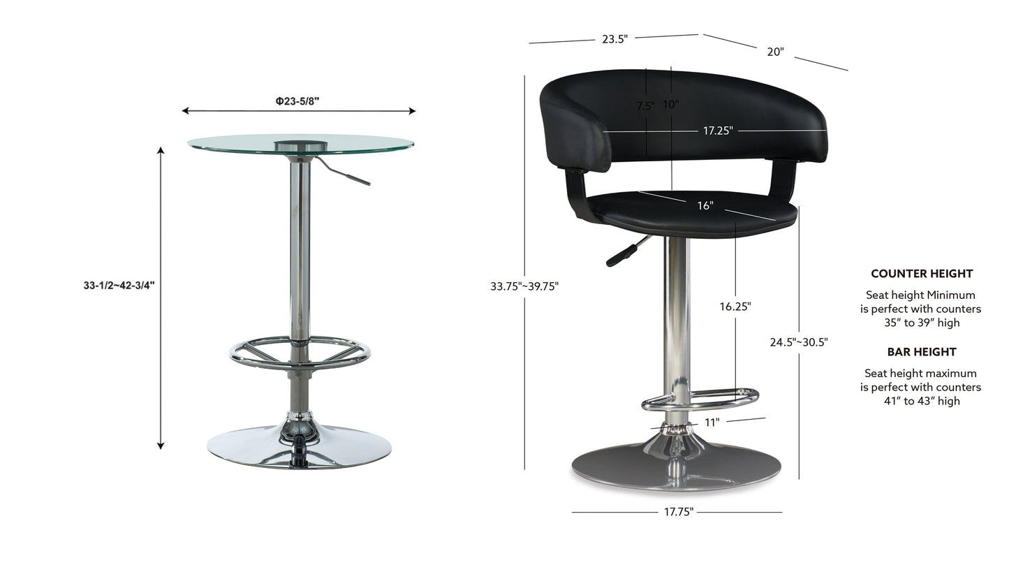 Ensemble de pub réglable Devan 3 pièces