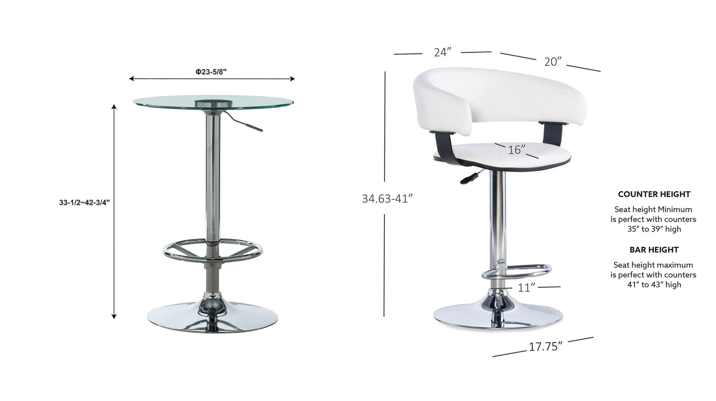 Ensemble de pub réglable Devan 3 pièces