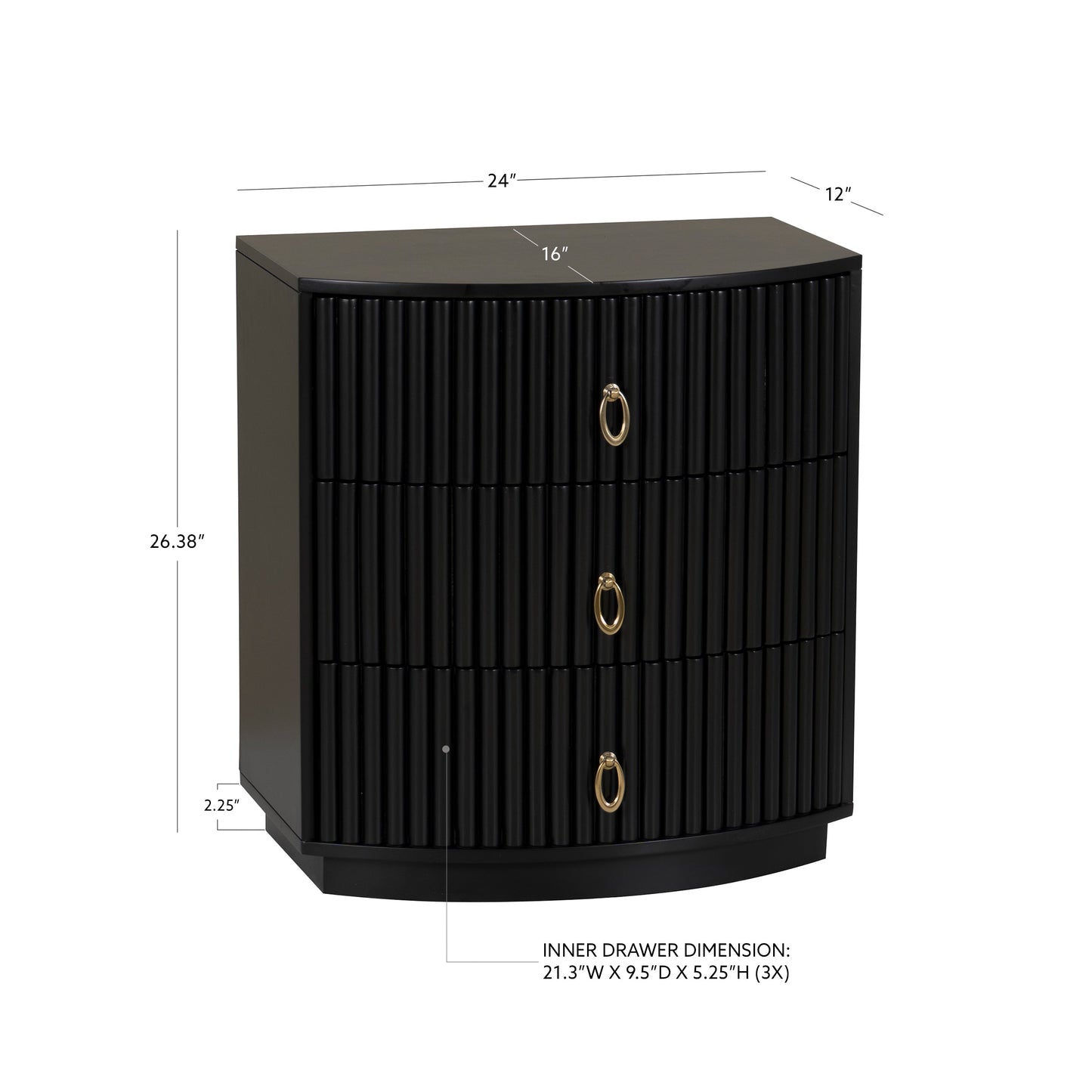 Table de chevet Ciarra à 3 tiroirs