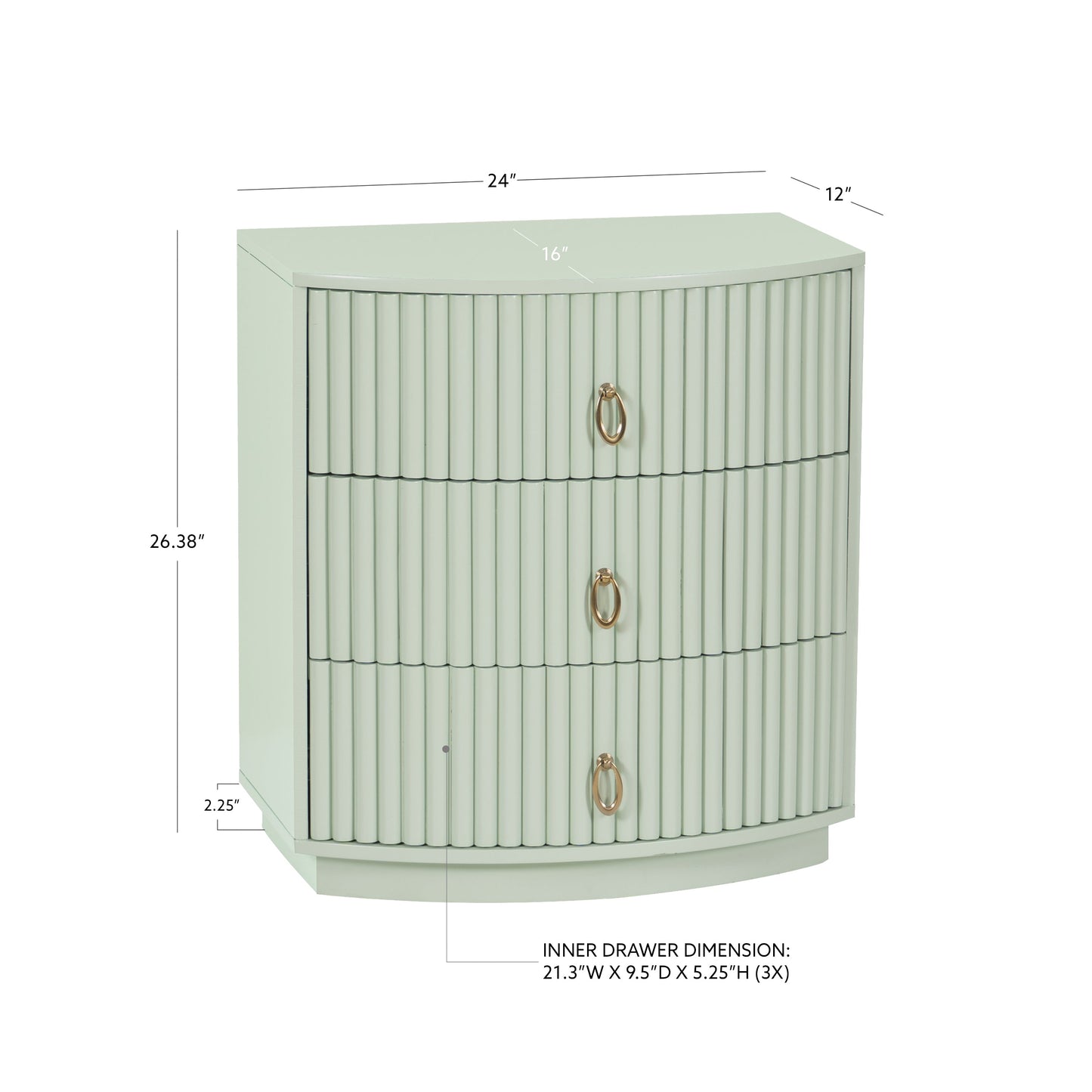 Table de chevet Ciarra à 3 tiroirs