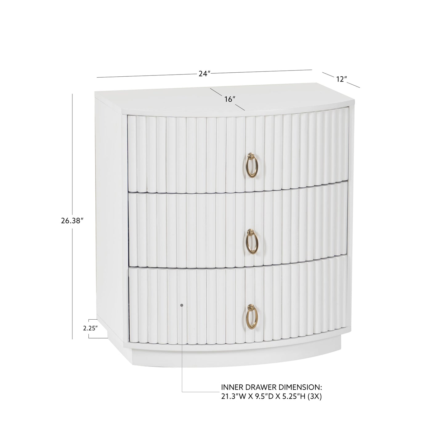 Table de chevet Ciarra à 3 tiroirs
