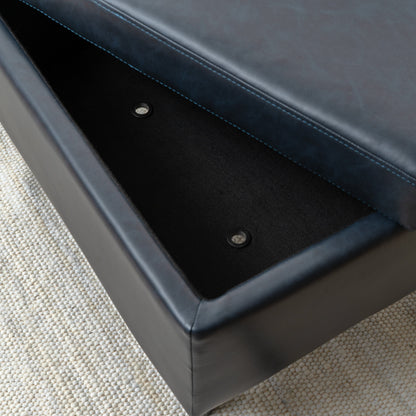 Ensemble fauteuil et repose-pieds Welby bleu marine en similicuir