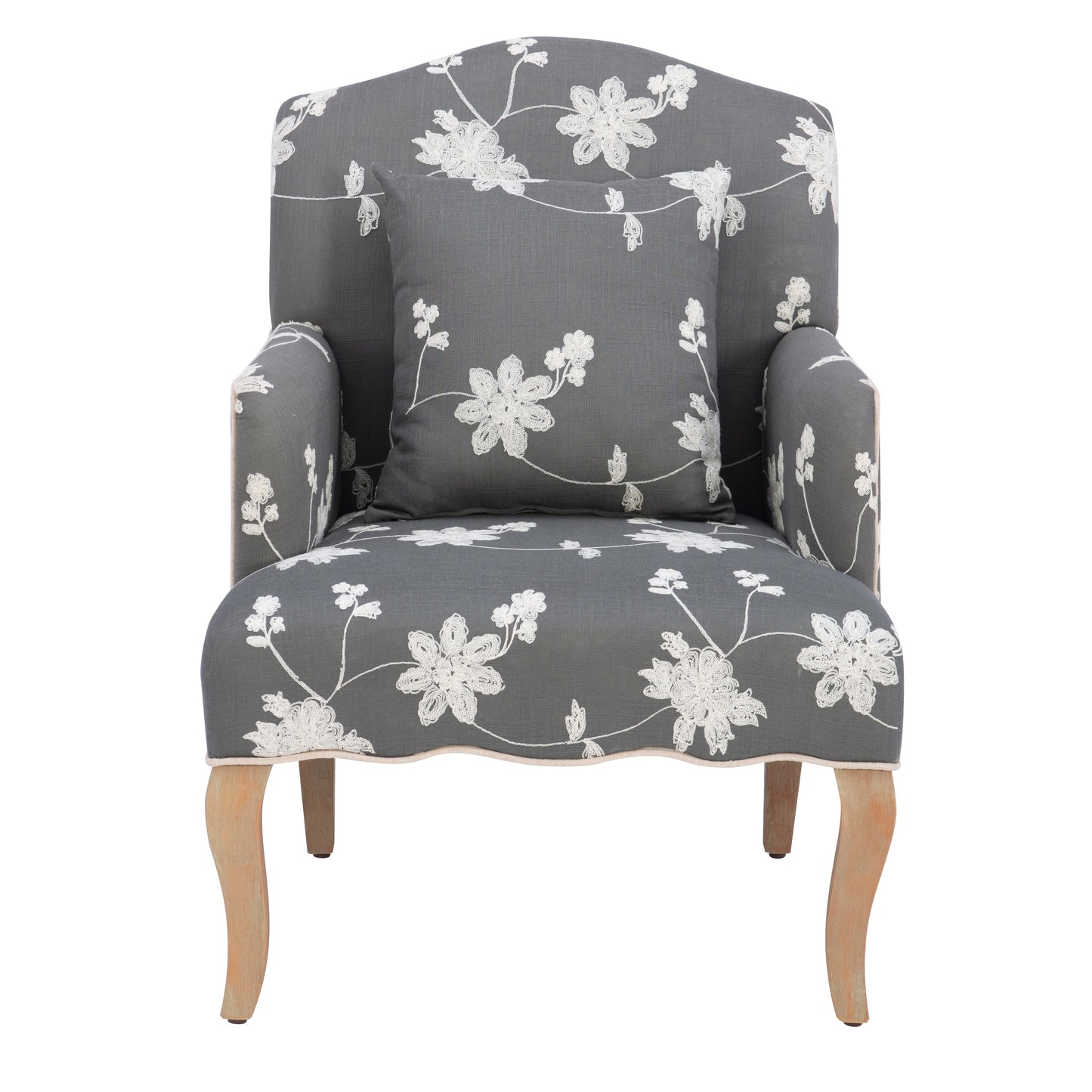 Fauteuil brodé à fleurs Kenna Gray