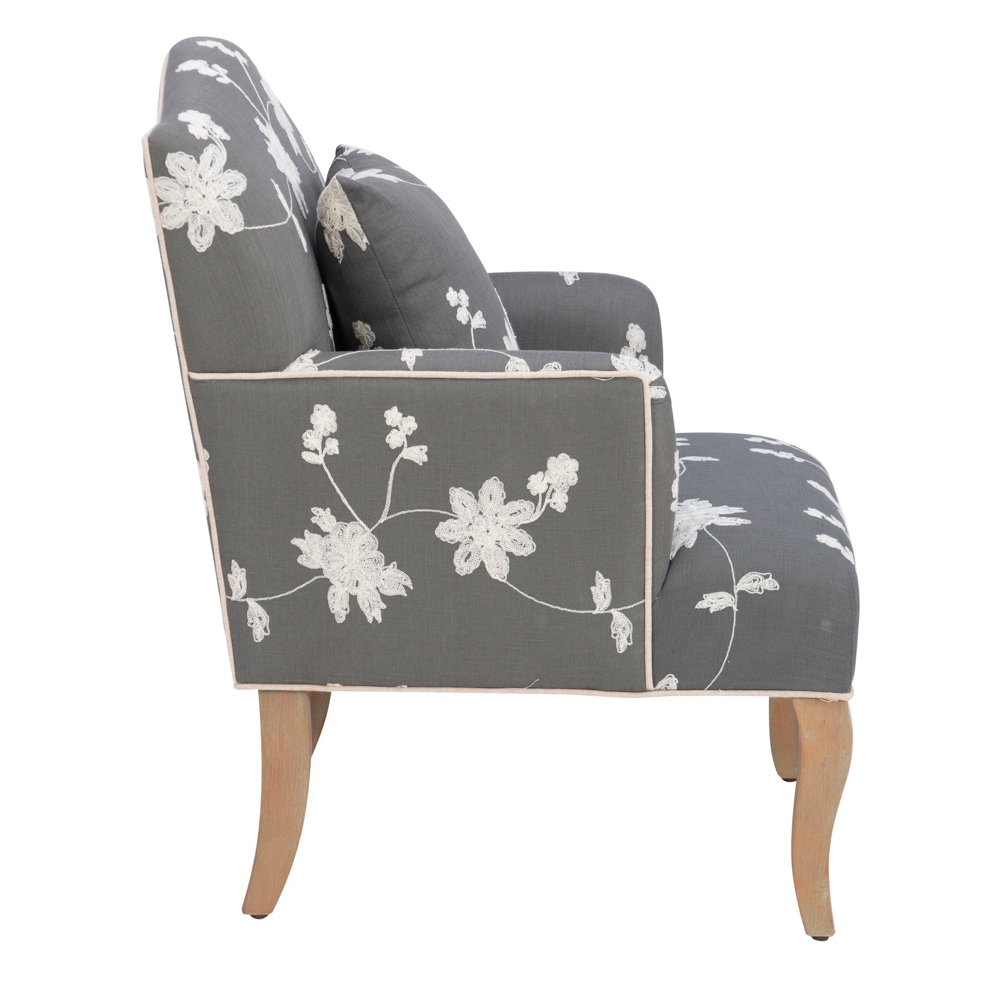 Fauteuil brodé à fleurs Kenna Gray