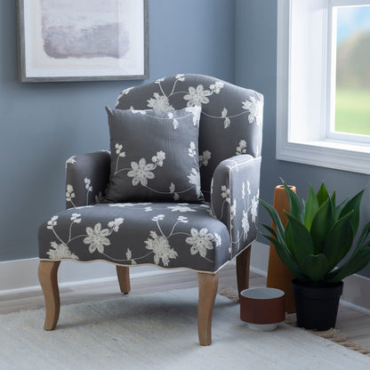 Fauteuil brodé à fleurs Kenna Gray