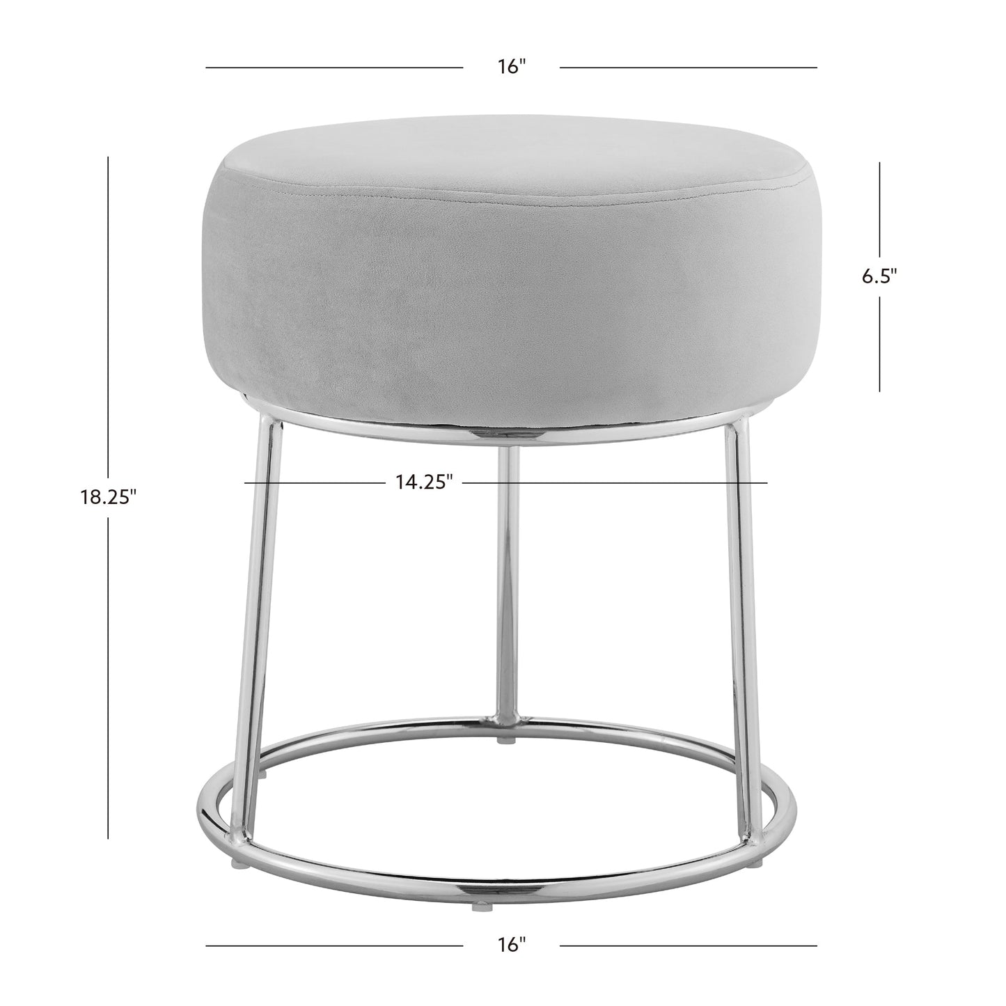 Tabouret de coiffeuse gris Bardot