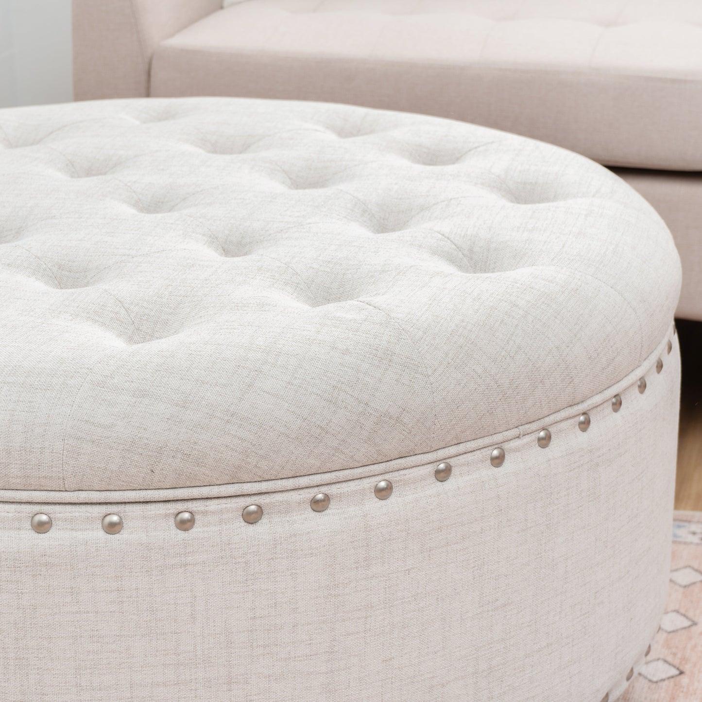 Pouf de rangement rond Bella Natural