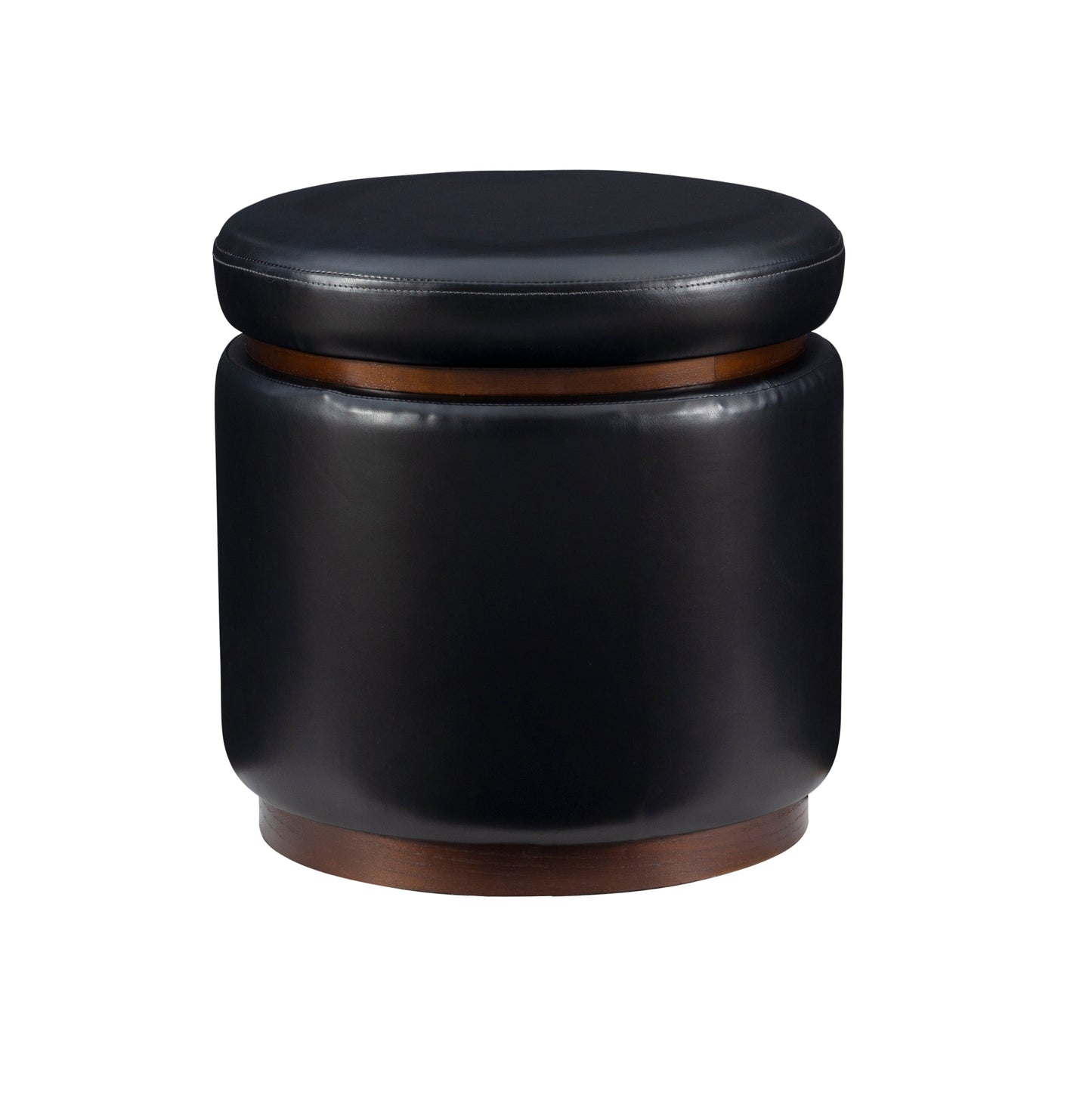 Pouf de rangement Sunny Black en similicuir noir