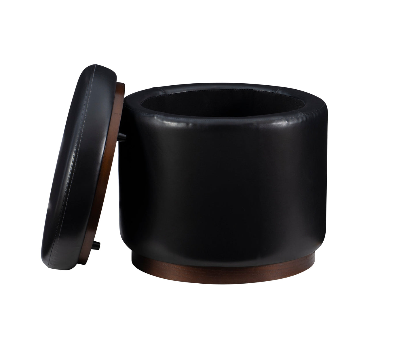 Pouf de rangement Sunny Black en similicuir noir