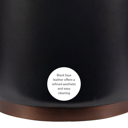 Pouf de rangement Sunny Black en similicuir noir